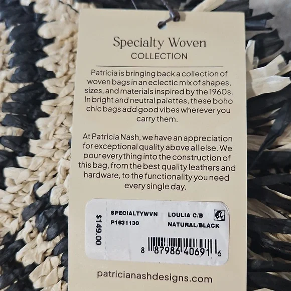 Patricia Nash Loulia Clutch/Crossbody Bag: Woven Straw Natural & Black - Picture 9 of 10